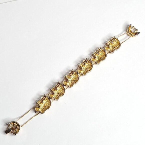 Good Luck Elephant Double Chain Slide Bracelet Goldtone - Picture 3 of 4